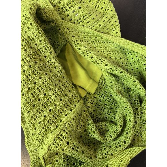 C&C California Knit Crochet Dress Green Size Medium Lined Bell Sleeves - Picture 12 of 14